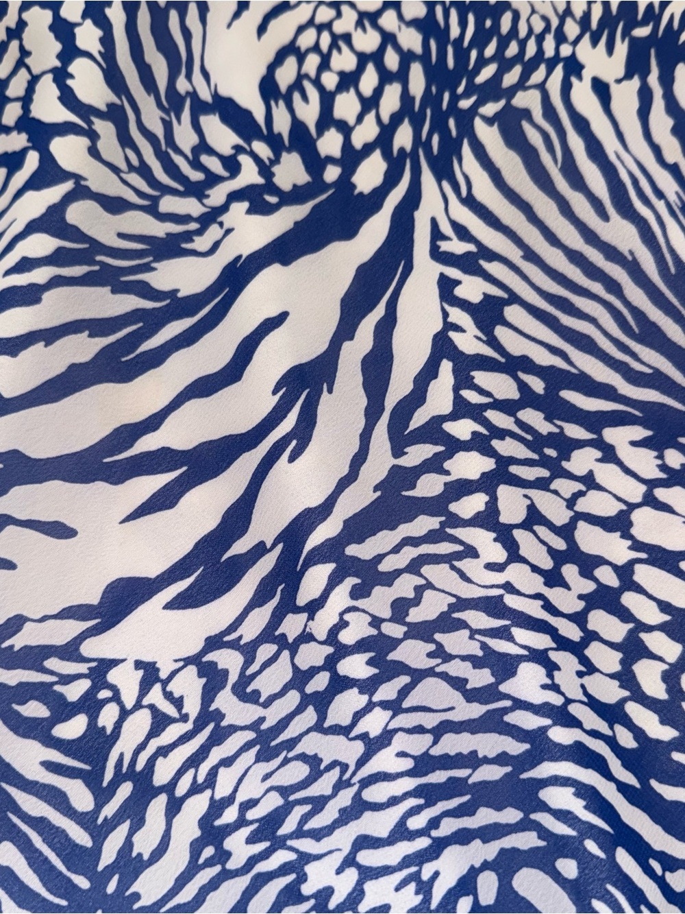 Blue & White Printed Midi Skirt — Flowy A-Line - Picture 4 of 11